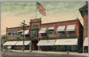 ARLINGTON MA POST OFFICE BLOCK ANTIKE POSTKARTE - Bild 1 von 2