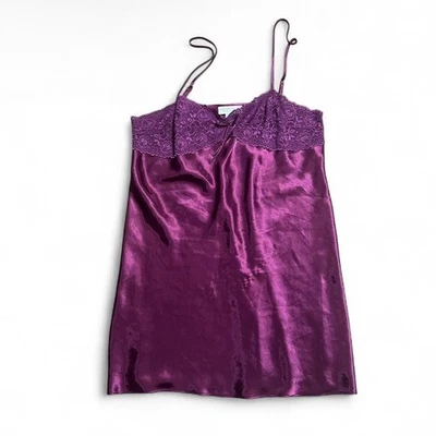 Camisón Morgan Taylor Mujer Berenjena Mini Coqueta Talla L Chemise Satén Encaje Foto 1 de 4