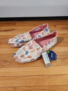 New Toms Alpargata Womens White Coral Reef Canvas Slip On Shoes Size 9 - Picture 1 of 5