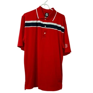 Footjoy Herren Gr. Medium rot gestreift Kurzarm Performance Poloshirt Golf - Bild 1 von 5