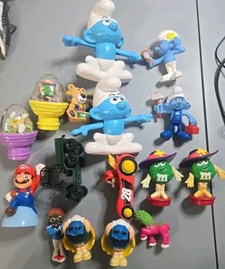Lot of 15 Mini Toys – Smurfs, M&M Figures, Cars, Fast Food Toys, Cartoon... - Picture 1 of 8