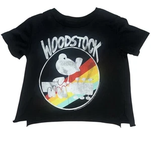 Rowdy Sprout Girls Woodstock Graphic Cropped Tee Shirt Size 10 - Picture 1 of 3