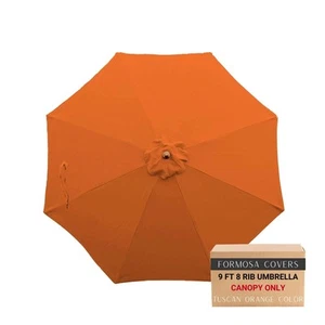 9ft Market Patio Umbrella 8 Rib Replacement Canopy Tuscan Orange - Picture 1 of 8