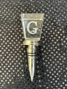Tapón de botella de jarra de vino letra G - metal y vidrio corcho - Imagen 1 de 2