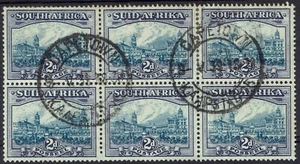 SOUTH AFRICA 1933 UNION BUILDINGS 2D BLUE AND VIOLET BLOCK USED - Picture 1 of 2