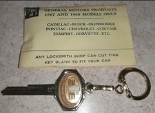 Vintage Uncut 1967 1968 General Motors GM Key Blank Key Chain Corvette Corvair