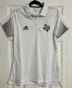 Adidas Texas A&M Aggies Women’s Prime Polo Shirt Sz M Primeblue Aeroready White - Picture 1 of 18