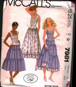 7981 Vintage McCalls SEWING Pattern Misses Top Skirt Laura Ashley Cottagecore 6 - Picture 1 of 2