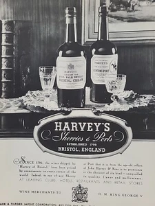 1934 Harvey's Sherries & Ports Fortune stampa annuncio parco e Tilford importazione Bristol - Foto 1 di 2