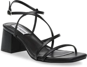 Steve Madden Womens Rianna Strappy Block Heels, Black - Picture 1 of 3