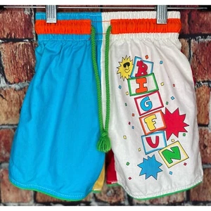 Vintage Oshkosh Bgosh Toddler Boys Shorts Big Fun Colorful Drawstring Sz 2T USA - Picture 1 of 5