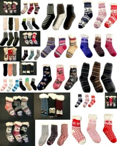 Mujeres Hombres Niños Invierno Antideslizantes Esponjoso Salón Cama Zapatillas Cama Calcetines Piel Cálida - Imagen 1 de 7