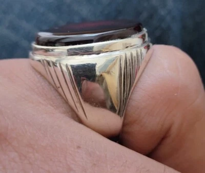 Aqeeq Shefat Alabd African Handmade 925 Sterling Silver Ring Achat شفة العبد - Bild 1 von 4