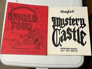 2- 1993 ALVIN G & CO FACTORY ORIGINAL PINBALL MANUALS -WORLD TOUR-MYSTERY CASTLE - Picture 1 of 5