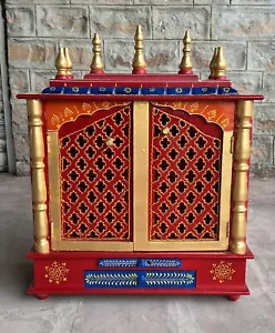Wooden temple Handcrafted pooja Mandir for worship. beautifully hand painted - Picture 1 of 8