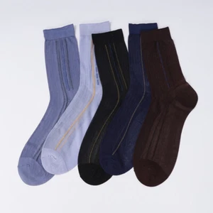 5 Pairs Men Striped Dress Socks Sheer Soft Silky Breathable Business Summer Thin - Foto 1 di 19