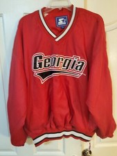 Vintage 90's Starter Georgia Bulldogs Pullover Jacket Red Nylon XL UGA 