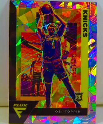 Obi Toppin RC 2020-21 Flux Fanatics Silver Cracked Ice Prizm Rookie Card #206 - Image 1 of 4