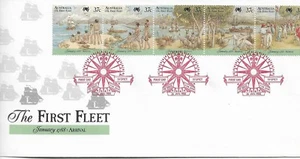 1988 The First Fleet Strip of 5 Arrival FDI Sydney 26 Jan Pictor Marks PMCF 43 - Picture 1 of 2