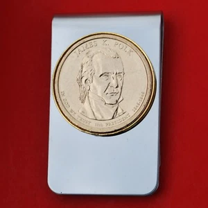 2009 Presidential Dollar BU Unc Coin Money Clip NEW - James K. Polk (1845-1849) - Picture 1 of 19