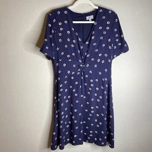 Jigsaw Babydoll Mini Dress 8 Floral Daisy Twist Floral Tea Blue Mini Cute - Picture 1 of 6