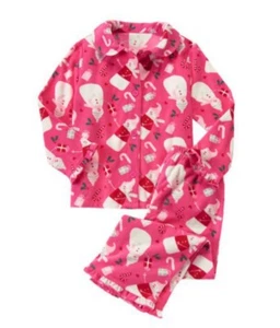 NWT New Gymboree Snowmen Pink Ruffles Christmas Fleece Pajamas Girls Size XS 4 - Picture 1 of 2