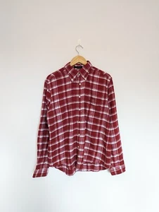 Gant Mens Shirt SIZE LARGE Washer Flannel Red White Check E-Z Fit Lumberjack - Picture 1 of 8