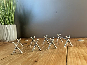 SET OF 4 FRENCH AESTHETIC MOVEMENT FAUX BAMBOO SILVER PLATED KNIFE RESTS DRESSER - Picture 1 of 9