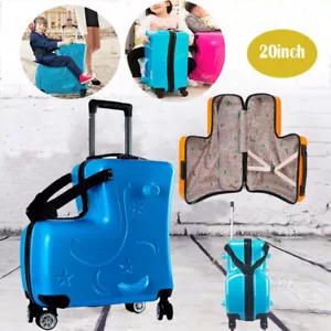 Blue Children's Ride-On Suitcase Kids Luggage Set Fashion Travel Suitcase - Picture 1 of 10
