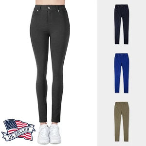Pantalones leggings de jean elásticos informales con botones para mujer - Imagen 1 de 16