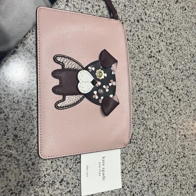 Kate Spade Floral Puppy Dog Change 钱包腕带拉链闭合粉色新品 — 第 1/4 张图片