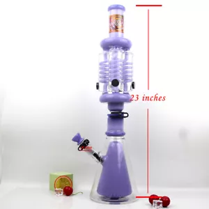 Super schwere Becher Bong Glas Wasserleitung mit Glycerin Kühlern Valentinstag lila - Bild 1 von 16