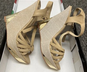 Bucco Capensis Platform Wedge Gold/Cream Women’s Shoes Size 6 In Box - Picture 1 of 8