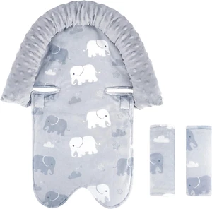 Baby Car Seat Insert and Strap Covers, Gray Carseat Head Support for Boys, Soft - Picture 1 of 12