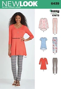 NEW LOOK 6439 MISSES' KNIT TUNIC WITH LEGGINGS Easy Sewing pattern Sizes XS - XL - Picture 1 of 7