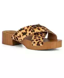 Olivia Miller Women's Coco Plum Slide Clog Sandal Animal Print Brown Size 10 NWB - Picture 1 of 11
