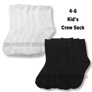 3, 6, 12 Pairs Kid's 4-6 Crew Socks School Casual Sports Black White Unisex New - Picture 1 of 3