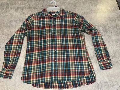 Vintage Woolrich Flannel Shirt Men's Large Striped Checkered Print Button Down - Image 1 of 4
