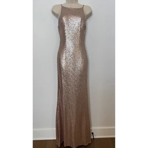 Lulus Chic Celebration Champagne Sequin Maxi Dress Women's Small Cocktail Party - Picture 1 of 10