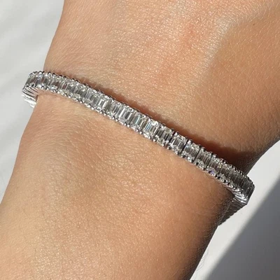 Brazalete de tenis de diamantes cultivados en laboratorio de oro de 14 quilates VS1 E F color 7 pulgadas Foto 1 de 3