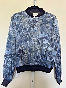 Chaqueta Bomber De Colección Años 90 100% Seda Para Mujer Talla Grande Azul Claro Allison Taylor - Imagen 1 de 11