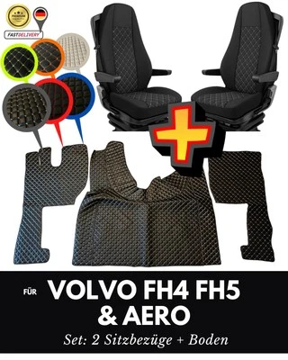 Truck Set Fits Volvo FH4 FH5 AERO Floor Mats + Engine Tunnel + 2 Seat Covers - Image 1 of 4