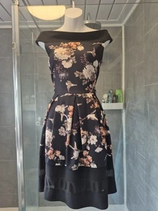 Cameo Rose ladies black floral patterned sleeveless skater dress size 14 - Picture 1 of 4