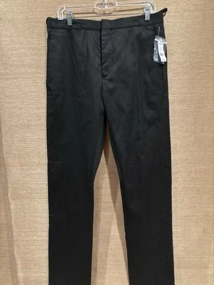 Pantalones Helmut Lang Ajustados Lino Sarga Negro Botón Mosca Talla 31 ¡Detalles Bondage! Foto 1 de 4