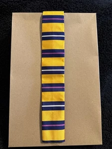 Polo Ralph Lauren Silk Tie Yellow Stripe Pattern ITALY Flat Ends Rare! Frml 1 - Picture 1 of 5