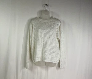 NWT Fate Women's White Ribbed/ Knitted Sweater W/ Silver Sequin Design - Size S - Picture 1 of 3