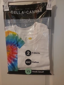 Bella & Canvas White Tshirt 2 Pack Youth Small Tie Dye - Picture 1 of 2