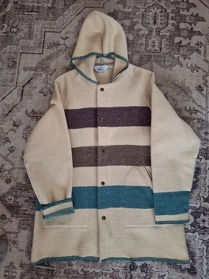 Abrigo manta con capucha de punto a rayas estilo bahía de Hudson vintage WOOLRICH para mujer M Foto 1 de 4
