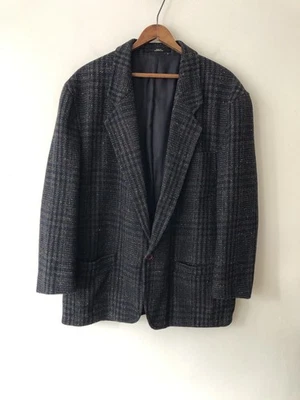 De Colección Años 70 80 Cacharel Lana Viscosa Cuadros Traje Blazer Chaqueta Azul Gris Se Ajusta a Md/Lg Foto 1 de 4