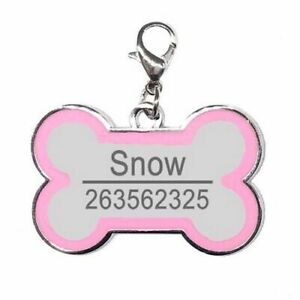 Engraved Bone Shaped Dog Tag Personalized Collar Stainless Steel Pet Charm